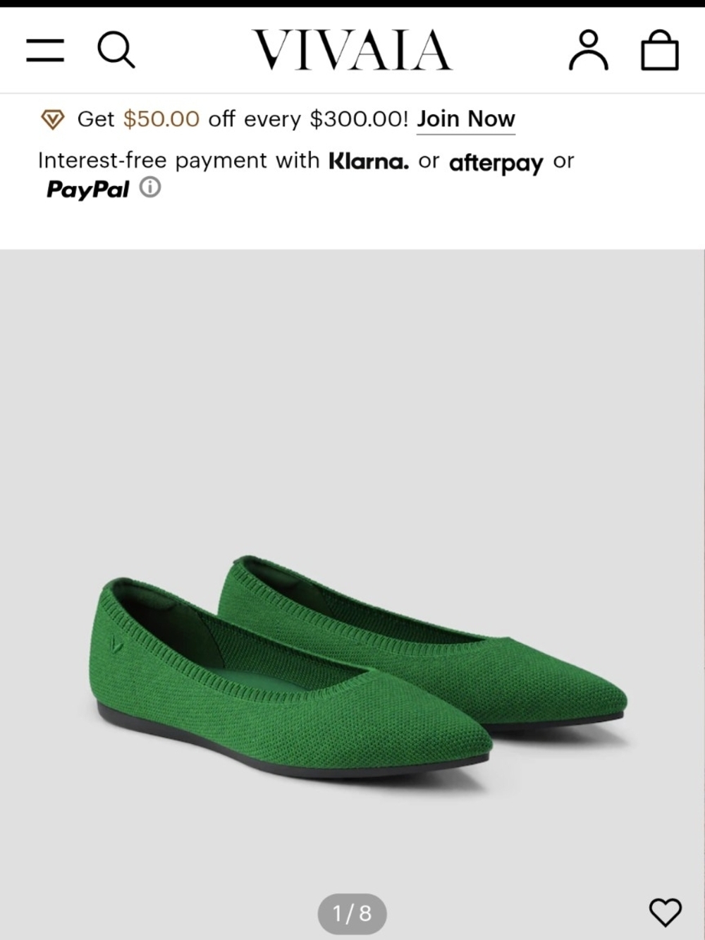 VIVAIA Green Knit Pointed-Toe Flats